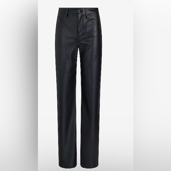 EXPRESS Black Faux Leather Wide Leg Pants - Picture 4 of 9